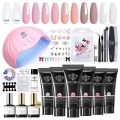Modelones poly nail gel kit 6 colors swatches for versatile mani options.