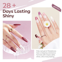 Modelones poly nail gel burgundy swatch adds depth for dramatic nails.