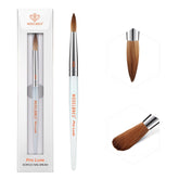 Modelones Pro Luxe acrylic brush closeup shows Kolinsky sable bristles for precise, smooth application.