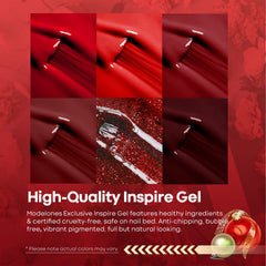 Modelones red gel polish color window showing shade selection