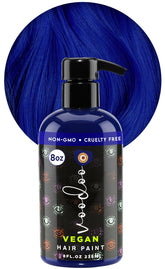 MOEHAIR Serenity Blue dye-packaging highlights vegan, cruelty-free semi-permanent color for home use.