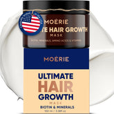 Moerie Hair Growth Mask bottle shown for a gentle, nourishing at-home routine.