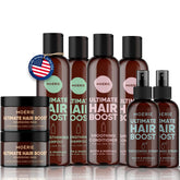 Moerie shampoo bottle closeup showing volumizing formula for thicker, fuller hair