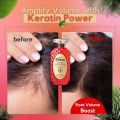 Moist Diane argan oil application highlights quick-absorb moisture for silky hair