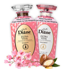 Moist Diane keratin shampoo bottle with plant-based keratin for hair care.