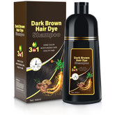 MOISTAR dark brown hair dye shampoo bottle showing at-home color boost and gray coverage.