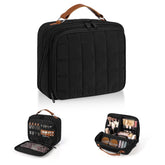 MOKURA Quilted Makeup Bag front view highlighting spacious storage and jewelry organizer for travel.