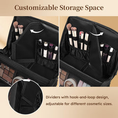 MOKURA Quilted Makeup Bag upright standing with panels for easy access.