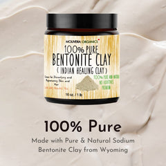 Molivera Organics premium bentonite clay 1lb jar for deep pore purification.