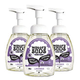 Molly's Suds lavender foaming hand soap bottle for gentle cleansing and moisturized skin.