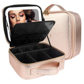 MOMIRA travel makeup bag with lighted mirror enables precise on-the-go touch-ups.