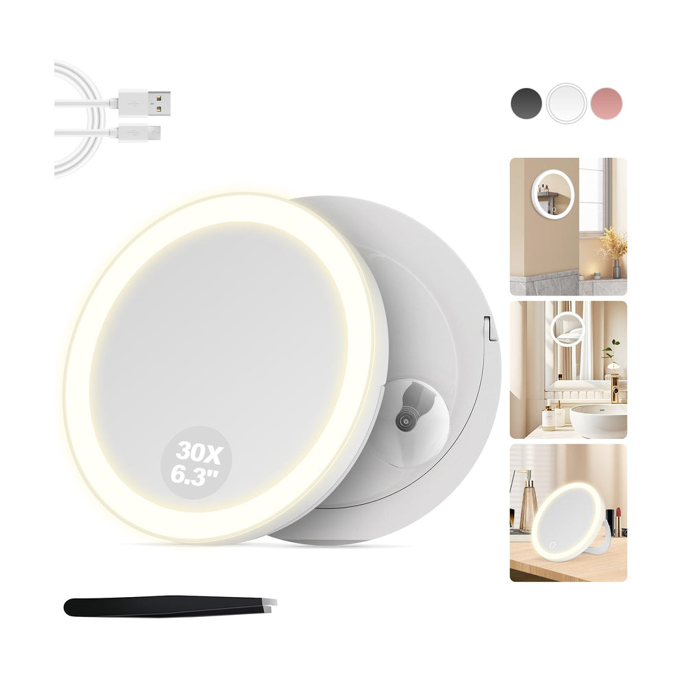 MOMOKUBA 30X magnifying mirror with suction cup for precise makeup application