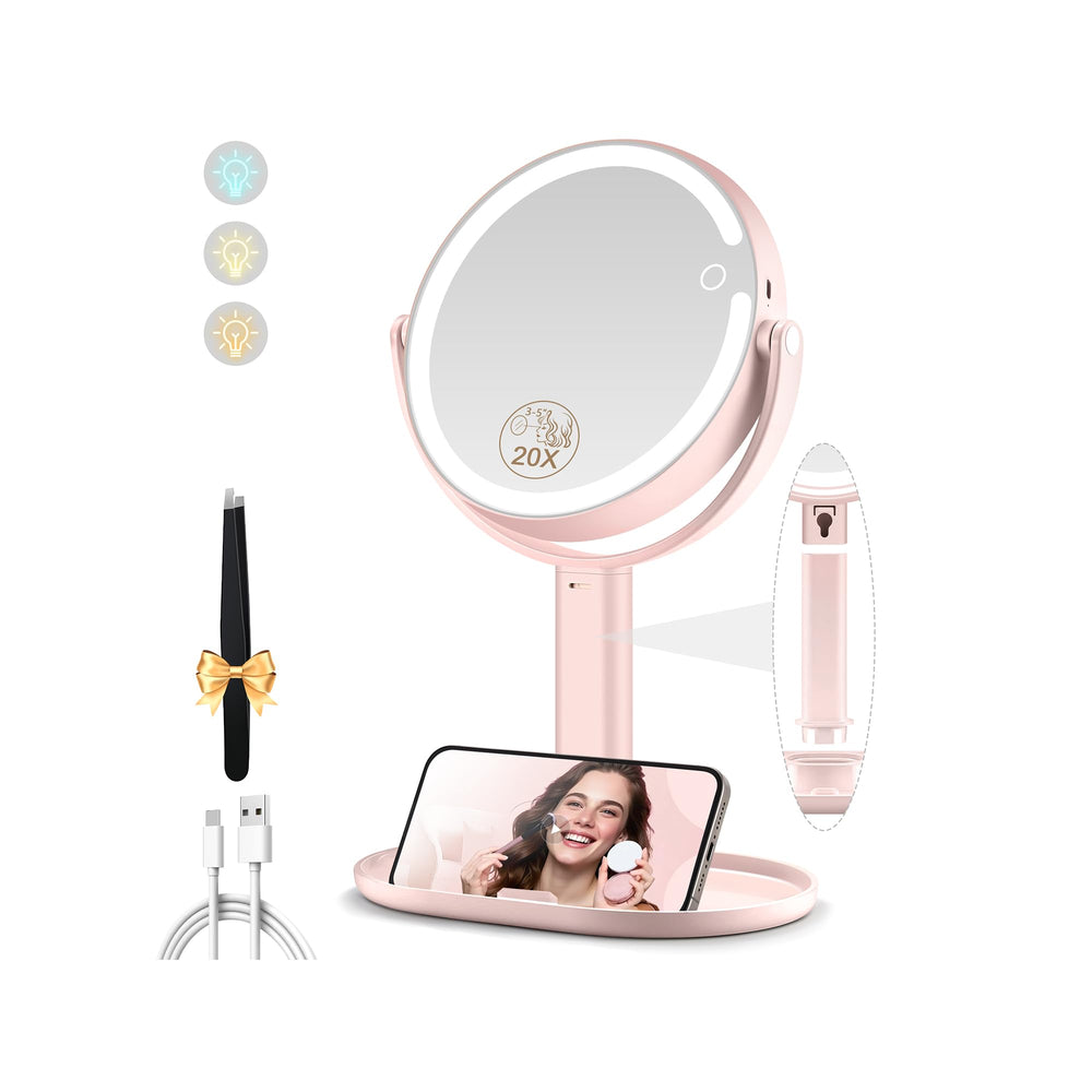 Momokuba makeup mirror lights with 1x HD view for precise daily grooming.