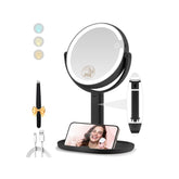 MOMOKUBA makeup mirror with lights, double-sided view for precise daily makeup tasks.