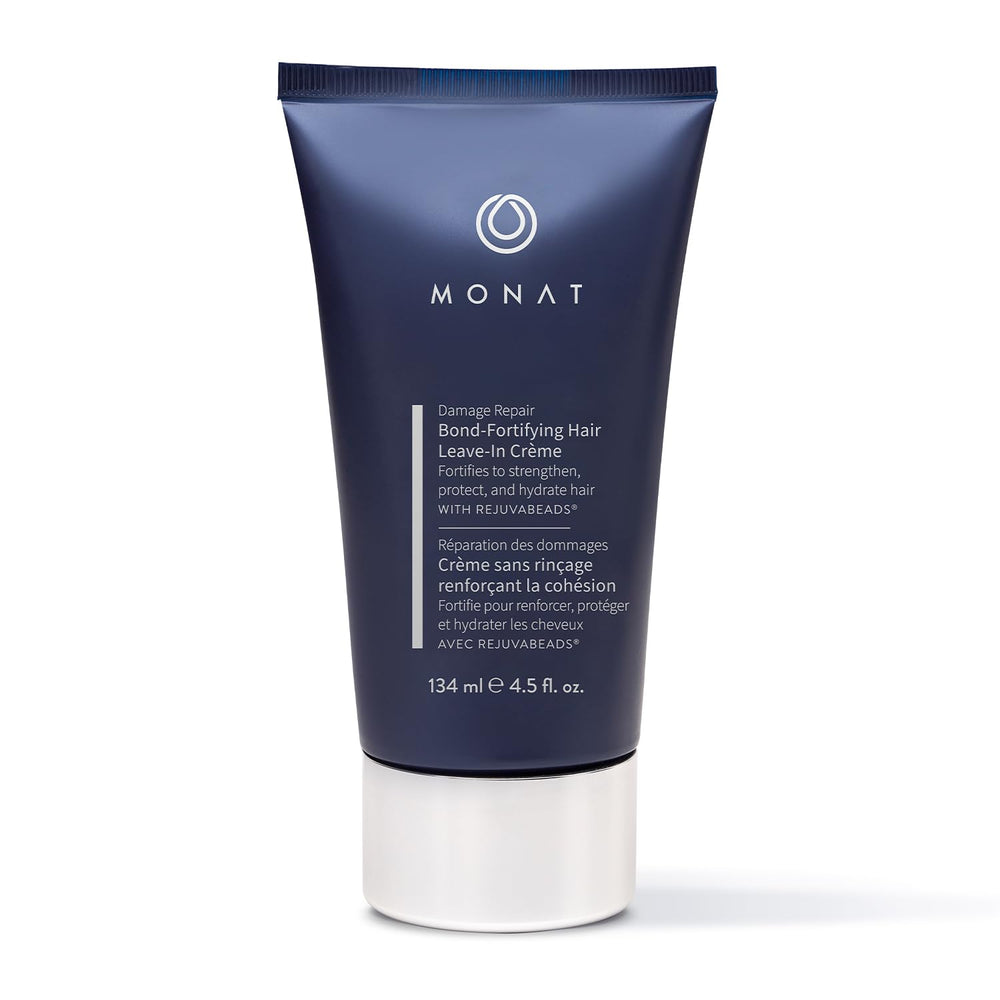 MONAT Damage Repair Bond-Fortifying Hair Crème bottle shows frizz control and shine.