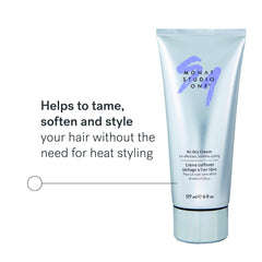 MONAT STUDIO ONE Air Dry Cream on hair displays natural movement and shine.