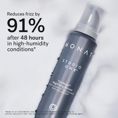 MONAT Moxie Magnifying Mousse applied to damp hair for instant lift.
