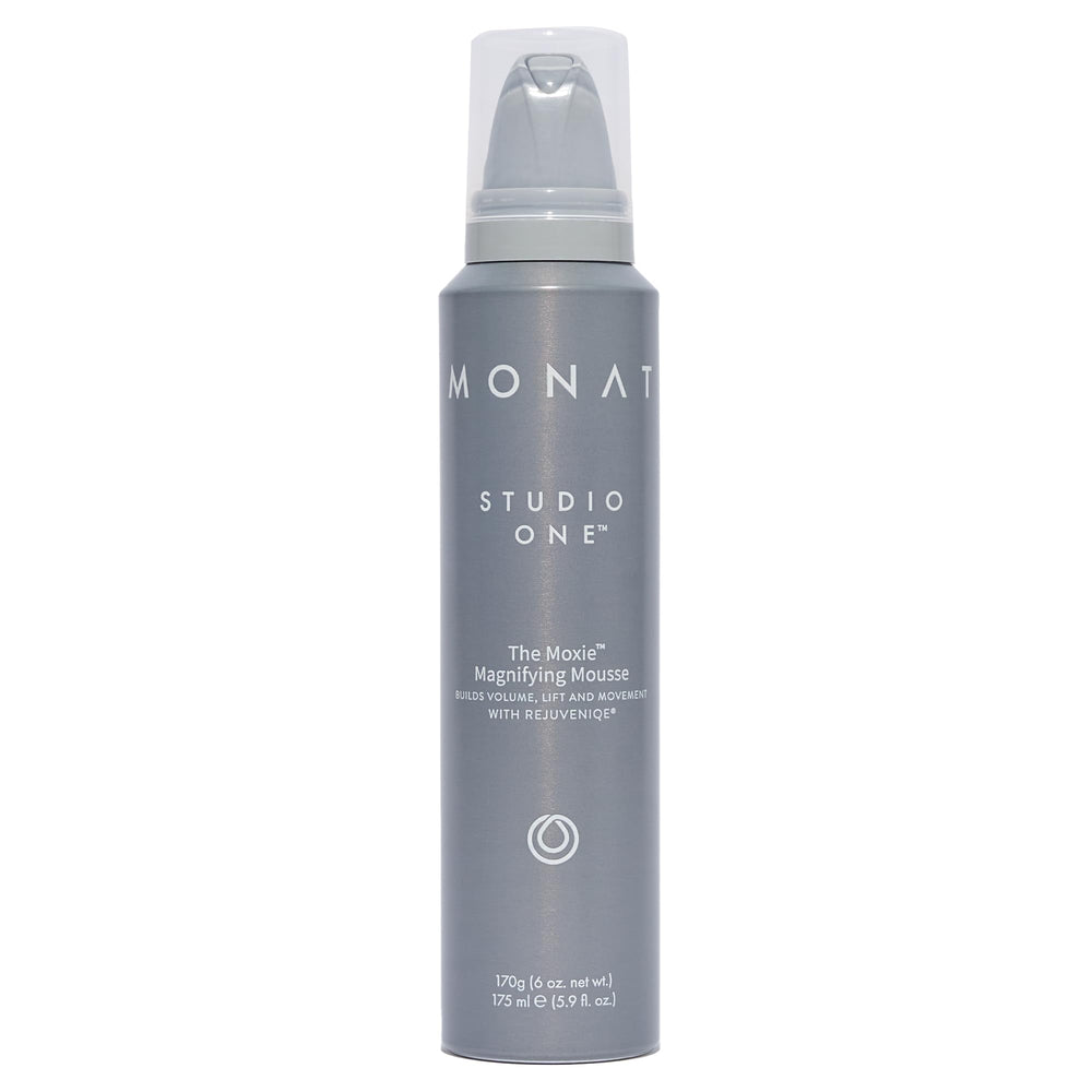 MONAT The Moxie Magnifying Mousse bottle for lightweight volume on fine hair.