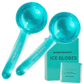 MonétBeauty Ice Globes setup image showing premium borosilicate glass for at-home cryo facials.