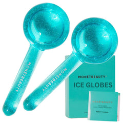 MonétBeauty Ice Globes setup image showing premium borosilicate glass for at-home cryo facials.