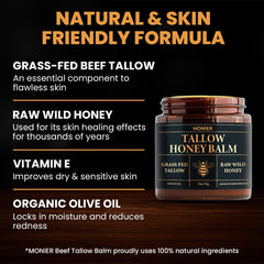 MONIER Tallow and Honey Balm jar closeup illustrating creamy, easy-to-spread texture.
