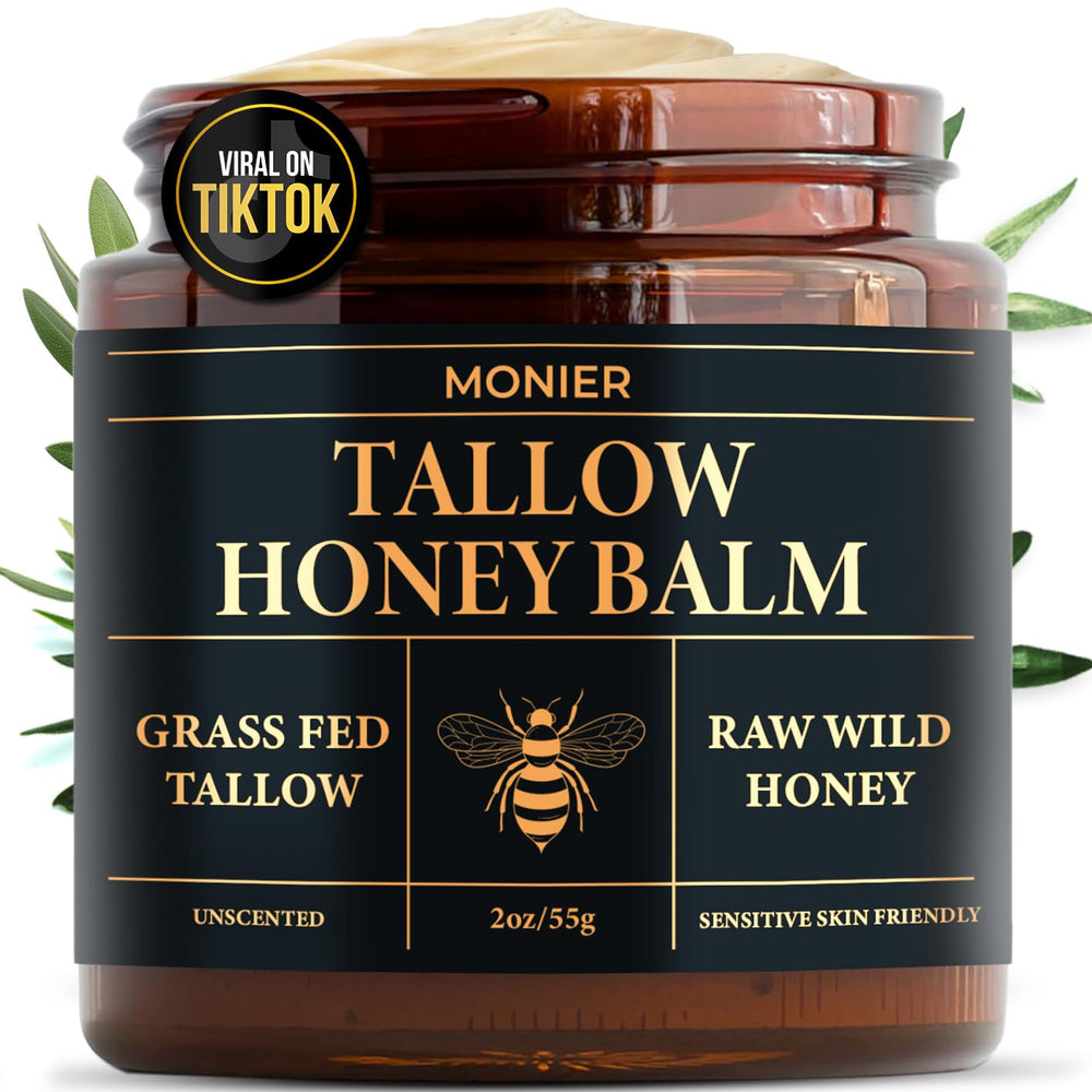 MONIER Tallow and Honey Balm packaging showing unscented moisturizer convenience.