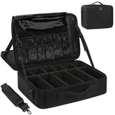 MONSTINA large-capacity makeup case front view shows sturdy build for organized travel.