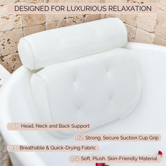 Monsuri bath pillow in tub delivers private spa escape and relaxing soak.