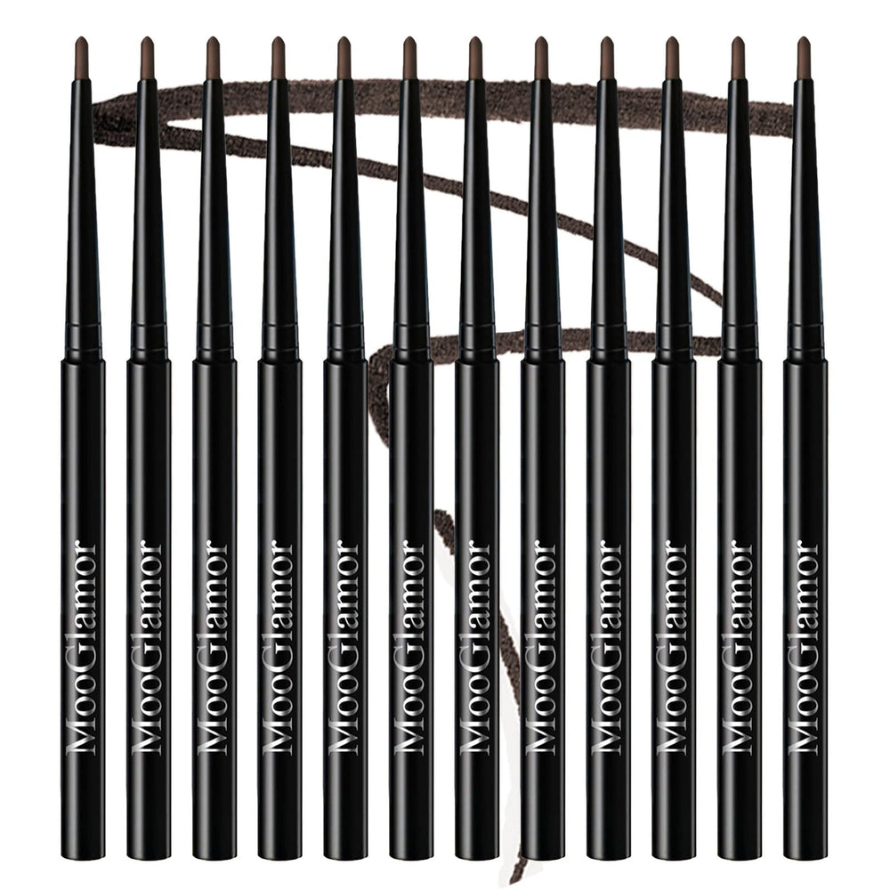 MooGlamor brown gel eyeliner pack of 12 with retractable tips for bold definition.