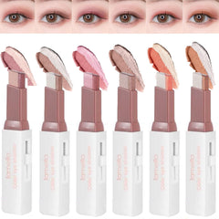 MooGlamor two-color eyeshadow stick gradient swatch for versatile day-to-night looks.