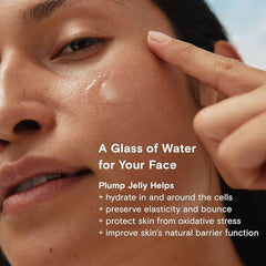 Moon Juice Plump Jelly Hyaluronic Serum texture close-up reveals jelly consistency for smoother skin.