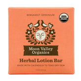Moon Valley Organics Moon Melt Bar Bergamot Geranium ready to melt for smooth, hydrated skin.