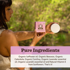 Moon Valley Organics Moon Melt Bar calendula and comfrey blend highlights soothing botanicals