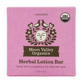 Moon Valley Organics Moon Melt Bar lavender packaging highlights soothing aromatherapy