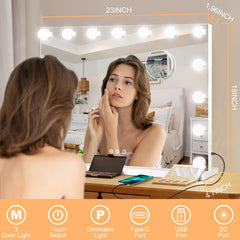 Moonee vanity mirror side view highlights sleek aluminum frame and lighted features.