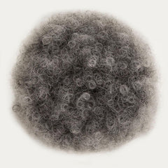 MOONSHOW Ombre Grey Afro Puff close-up shows soft, lightweight synthetic fibers.