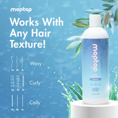 MopTop creamy-texture closeup highlights hydrating, lightweight moisture without weighing curls down.