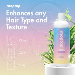 MopTop Leave-In Conditioner ingredients aloe-honey close-up—nourishes curls with natural shine.