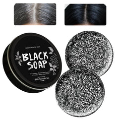 MoraZoge gray hair reverse bar soap closeup showing nourishing hair formula.