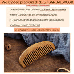 Moreinday green sandalwood fine-tooth beard comb for precise grooming