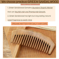 Moreinday peine madera sándalo verde dientes anchos desenredan sin tirar