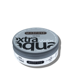 Morfose Extra Aqua Hair Gel Wax packaging highlights a compact travel tin for on-the-go touch-ups