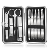 MORGLES 9pc-tweezers-nail-clipper-set-leather-case demonstrates organized grooming on the go.