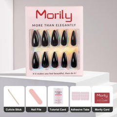 Morily stiletto nails on hand for a bold, photogenic manicure.