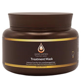 Moroccan Gold Series Treatment Mask packaging jar demonstrates deep conditioning for dry, damaged hair
