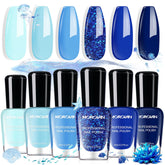 Morovan Blue Nail Polish Set glitter navy bottle shines for chic salon-worthy nails