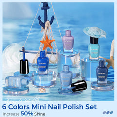 Morovan Blue Nail Polish Set navy swatch on nail shows lasting color.