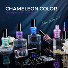 Morovan holographic aurora shift under light for dynamic manicure with every angle.