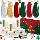 Morovan gel nail polish set Christmas colors front view shows vibrant holiday shades for at home nails