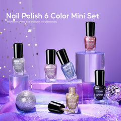 Morovan glitter nail polish set colors collection displays six shimmering shades for daily wear.